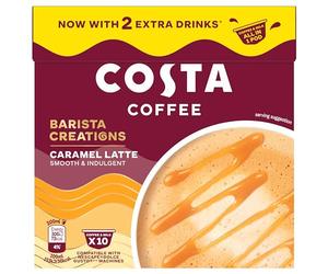 Costa Coffee Dolce Gusto Caramel Latte One Pod 10 x 16g, Smooth and Indulgent. Now with an 2 Extra Drinks, All in One Pod,