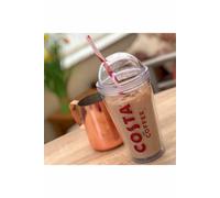 Costa Coffee Iced Coffee Cup Gift Set - Plastic Reusable Cup with Straw and Lid (BPA Free) - 450ml Volume - Official Costa Gifts for Coffee Lovers