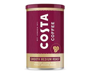 Costa Coffee Smooth Medium Roast Premium Instant Coffee with Finely Ground Beans, Microground Coffee, 6 x 100g (Pack of 6), Strength Indicator- 3, Rainforest Alliance