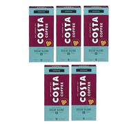 Costa Decaf Blend Nespresso Compatible Aluminum Coffee Capsules (Pack of 5, Total 50 Pods)