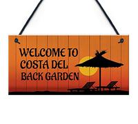 Costa Del Back Garden Funny Garden Sign Hanging Summerhouse Sign Home Gift