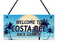COSTA DEL BACK GARDEN Garden Signs And Plaques For Outdoors Funny Sign Home Gift