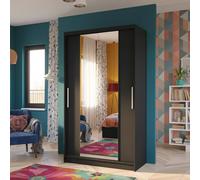 Costa Ii Sliding Door Wardrobe Modern Bedroom Storage With Mirror Spacious Hanging Shelving Unit Sl esign Black