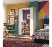 Costa Ii Sliding Door Wardrobe Modern Bedroom Storage With Mirror Spacious Hanging Shelving Unit Sl esign Sonoma White