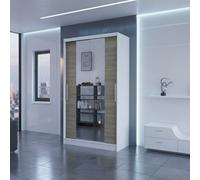 Costa Ii Sliding Door Wardrobe Modern Bedroom Storage With Mirror Spacious Hanging Shelving Unit Sl esign White Sonoma