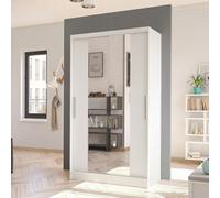Costa Ii Sliding Door Wardrobe Modern Bedroom Storage With Mirror Spacious Hanging Shelving Unit Sl esign White
