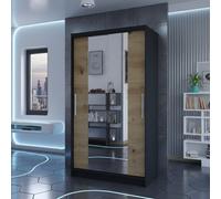 Costa Ii Sliding Door Wardrobe Modern Bedroom Storage With Mirror Spacious Hanging Shelving Unit Sl esign Black Oak Artisan