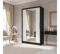 Costa Ii Sliding Door Wardrobe Modern Bedroom Storage With Mirror Spacious Hanging Shelving Unit Sl esign Black White