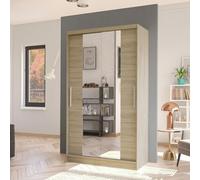 Costa Ii Sliding Door Wardrobe Modern Bedroom Storage With Mirror Spacious Hanging Shelving Unit Sl esign Sonoma