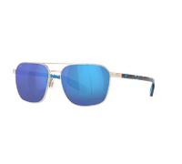 Costa Man Sunglass Wader - Frame color: Brushed Silver, Lens color: Blue Mirror