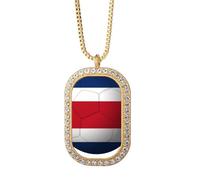 costa national flag soccer football Necklace Pendant Diamond Crystal Golden Jewelry
