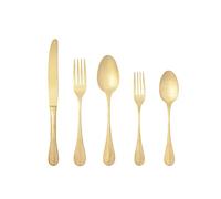 Costa Nova 5-Piece Silverware Service for 1 - Nau Collection, Gold Brushed Finish | Stainless Steel Cutlery | Dishwasher Safe Flatware | Restaurant Quality Dinnerware