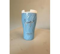 Costa Personalised Tall Cup - Light Blue, 16oz, Stainless Steel & Plastic, Travel Mug, Coffee Cup