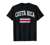 Costa Rica Arched Varsity Style and Vintage Distressed Flag Value Graphic T-Shirt, Men, Black, S