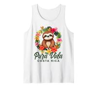 Costa Rica Cute Sloth Floral Family Vacation Summer Break Tank Top