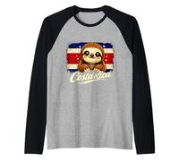 Costa Rica Flag Kawaii Sloth Pura Vida Raglan Baseball Tee