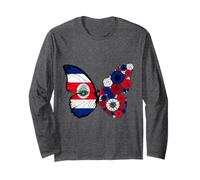 Costa Rica Flag Pride Costa Rica Roots Butterfly Women Girls Long Sleeve T-Shirt
