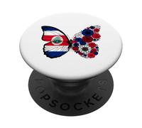 Costa Rica Flag Pride Costa Rica Roots Butterfly Women Girls PopSockets Adhesive PopGrip