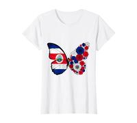 Costa Rica Flag Pride Costa Rica Roots Butterfly Women Girls T-Shirt