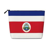 Costa Rica Flag Print Cosmetic Bag for Women,Faux Linen Makeup Bag Large Capacity,Perfect for Travel Daily Use