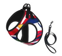 Costa Rica Flag Print Step in Dog Harness and Leash Set,Adjustable Reflective Harness for Small Dogs Cats