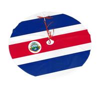 Costa Rica Flag Printing Christmas Tree Skirt With 3 Red Rope Ties For Merry Christmas Party Halloween Trees Decoration