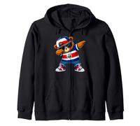 Costa Rica Flag Vacation Squad Bear Dabbing Boys Kids 2026 Zip Hoodie