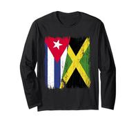 Costa Rica Jamaica Half Flag Costa Rican Jamaican Heritage Long Sleeve T-Shirt