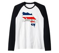 Costa Rica Map Flag Raglan Baseball Tee