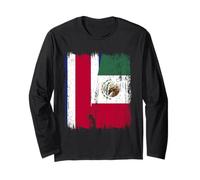 Costa Rica Mexico Half Flag Costa Rican Mexican Heritage Long Sleeve T-Shirt
