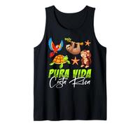 Costa Rica Parrot Sloth Turtle Monkey Family Vacation Summer Tank Top