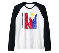 Costa Rica Philippines Half Flag Costa Rican Filipino Flag Raglan Baseball Tee