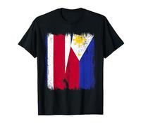Costa Rica Philippines Half Flag Costa Rican Filipino Flag T-Shirt