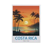 Costa Rica Pura Vida Vintage Travel Posters Surf，Puzzle 1000 Pieces Of Paper Puzzles Suitable For Adults Children Families Stress Relief Puzzle Games（38x26cm）-DF72