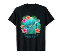 Costa Rica Sea Turtle Tropical Flowers Vacation T-Shirt