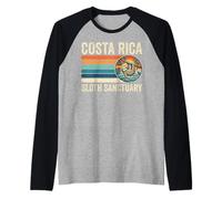Costa Rica Sloth Sanctuary Retro Distressed Sunset Raglan Baseball Tee