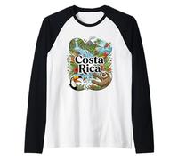 Costa Rica Sloth Toucan Pointing Meme - Costa Rican Souvenir Raglan Baseball Tee