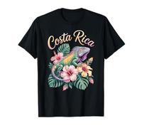 Costa Rica Tropical Iguana, Fun Colorful Lizard and Flowers T-Shirt