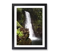 Costa Rica Waterfall Modern Framed Print | A4 Black Framed Wall Art | Ready to Hang | Modern Landscape Picture | Living Room Bedroom Lounge Office