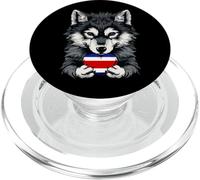 Costa Rican Flag Cute Wolf Costa Rican Roots Costa Rica PopSockets PopGrip for MagSafe