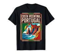 Costa Vicentina Portugal Flag Coastal Cliffs Travel Art T-Shirt