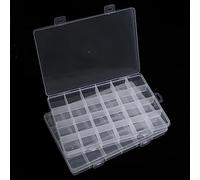 Costek 2PCS 24 Grids Clear Plastic Organizer Box Fixed Compartment Storage Container for Craft, Beads, Jewelry, Fishing Tackle, Art, Small Items