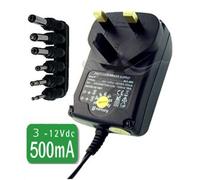 CostMad ® 6-Way 500mA max. AC to DC Universal Universelle Multi Voltage 3V / 4.5V / 6V / 7.5V / 9V / 12V Plug in Mains AC Power Adapter Adaptor Power Supply Replacement