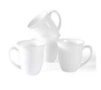 COSTMANCE Fine Bone China Coffee Mugs Set of 4, 13 Oz White Tea Cups with Outwardly Tilted Rim, Wide Mouth Lightweight Ceramic Coffee Mugs, DIY Gifts for Coffee & Tea Lovers