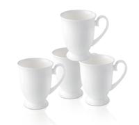 COSTMANCE Luxury Fine Bone China White Coffee Mugs Set of 4,8 oz