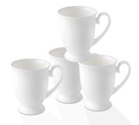 COSTMANCE Luxury Fine Bone China White Coffee Mugs Set of 4 (8 oz), Ceramic Euro Style Tea Cups, Elegant Durable Coffee Cups Set for Gifts, Women, Men, Mom, Dad, Wedding
