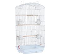 Costoffs 104cm Open Play Top Metal Parrot Cage Large Bird Cage for Budgie Canary Cockatiel Double Door Design White