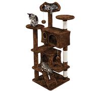 costoffs 139 cm Cat Tree for Indoor Cats, 2 Caves & Ladder, Brown | Cat Scratching Post, Cat Tower, Seven Levels, Cat-Ear Top Bed, Anti-Tip Kit, 2 Hanging Toys, for Multi-Cat Households