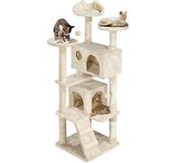 costoffs 158cm Cat Tree, Stable Cat Tower, 2 Cat Condo, 3 Cat Perches and Cat Scratching Post for Cats Kitten, Beige