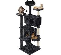 costoffs 158cm Cat Tree, Stable Cat Tower, 2 Cat Condo, 3 Cat Perches and Cat Scratching Post for Cats Kitten, Black